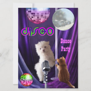 Invitation Disco Party Dog Cat Maltese Puppy