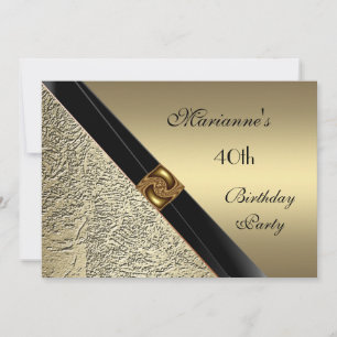Invitation Elegant 40th Birthday Bronze Metal