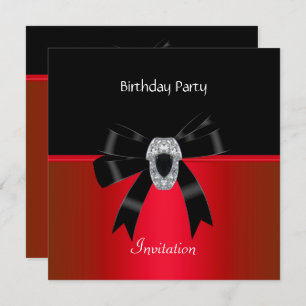 Invitation Elegant Birthday Rich Red Black Jewel