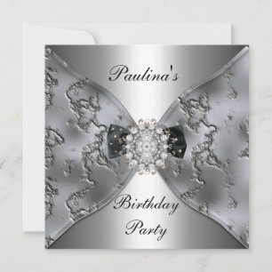 Invitation Elegant Birthday Silver Jewel Diamond