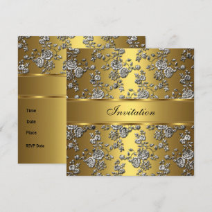 Invitation Elegant Classy Gold Embossed Floral