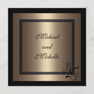 Invitation Engagement Glamour Coffee Black Floral