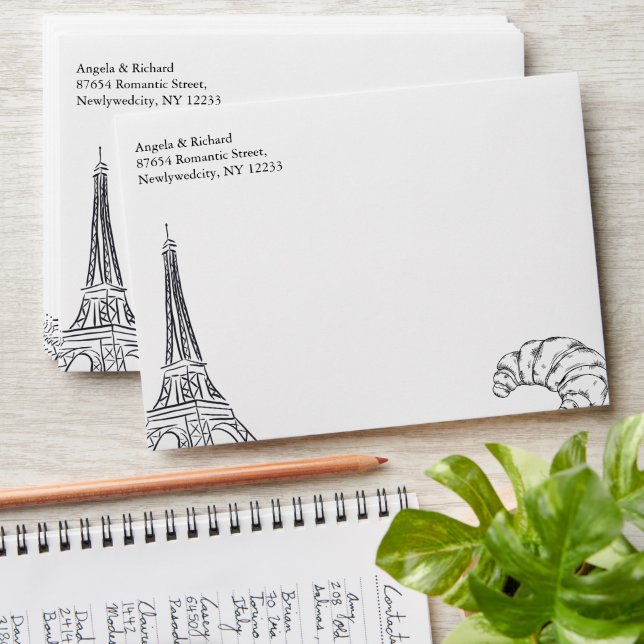 Invitation Envelope, Wedding, Paris, French Envelope (Stacked)