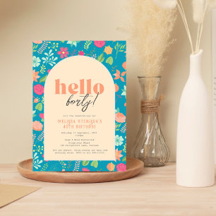 Invitation, florals on bright blue (any age!) invitation