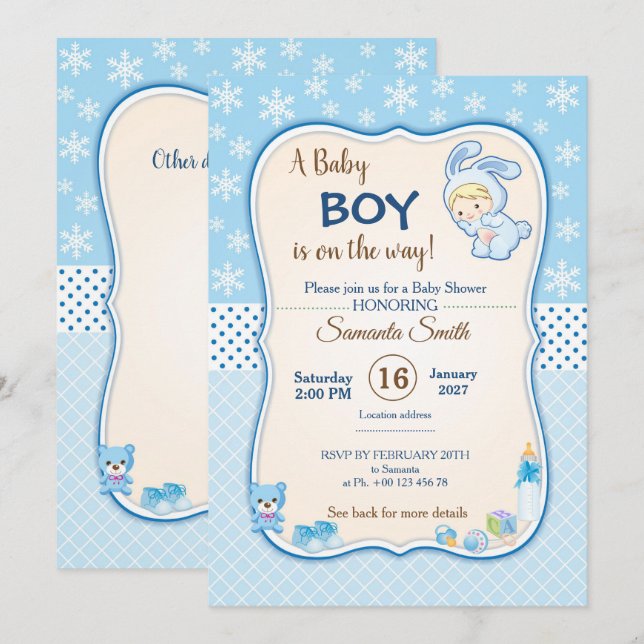 invitation for baby shower, it is a boy (Front/Back)