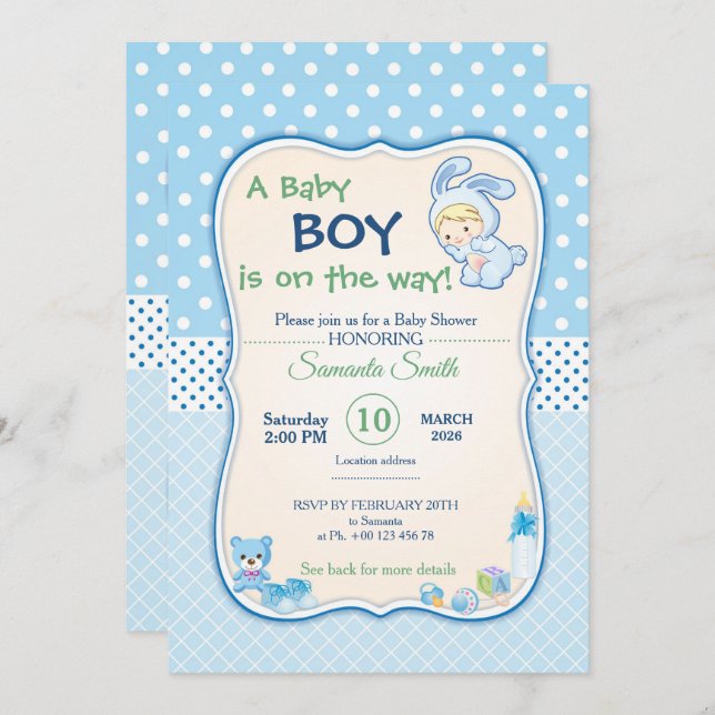 invitation for baby shower, it is a boy (Front/Back)