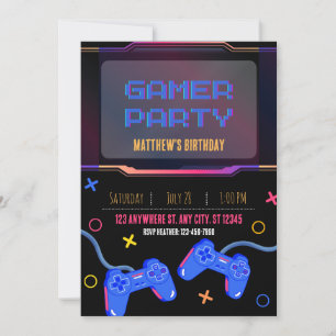Invitation - Gamer Party - Customise Name Age