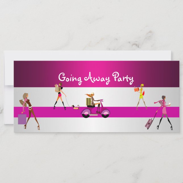 Invitation Going Away Party Girls Bike Luggage Fun (Front)
