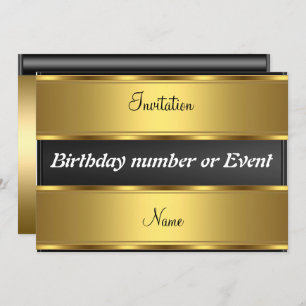 Invitation Gold and Black Birthday Party