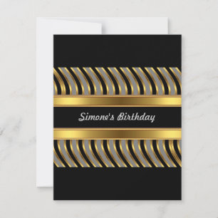 Invitation Gold Grey Black Metal Birthday Party