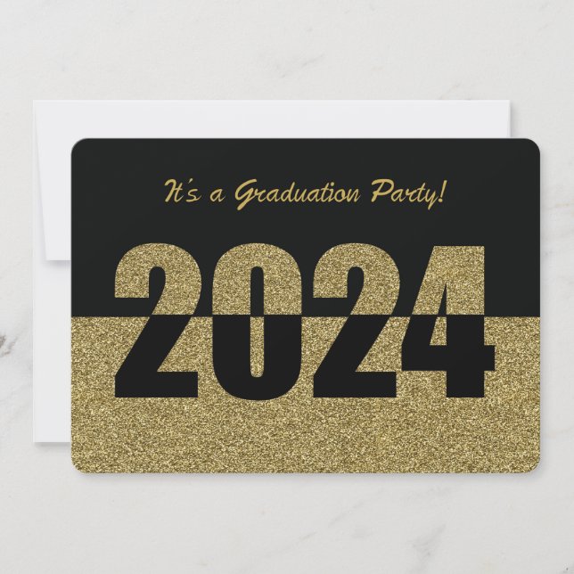 Invitation Graduation Party, 2024, Gold Glitter (Front)