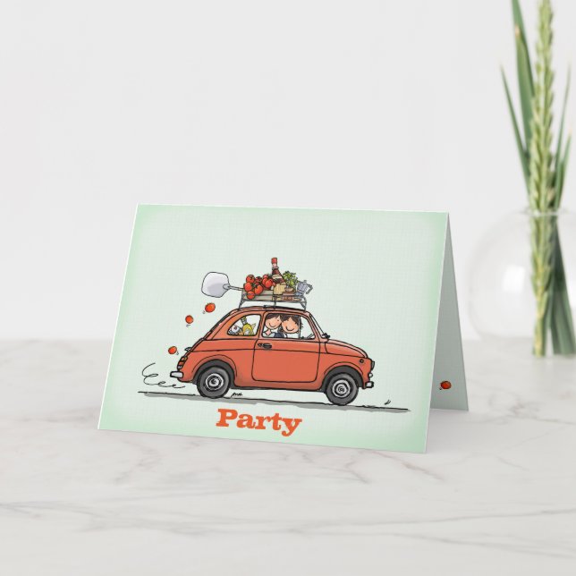 Invitation Greeting Card Vintage Fiat 500 (Front)