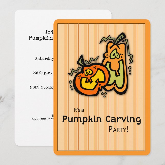 Invitation Halloween Pumpkin Carving Party (Front/Back)