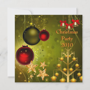 Invitation Holiday Christmas Party Red Gold Green