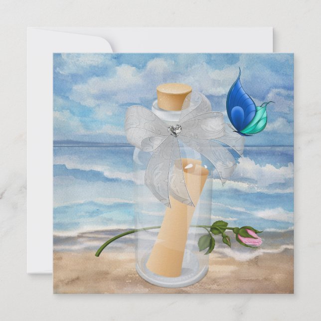 "Invitation in a Bottle" - Beach Invitation - SRF (Front)