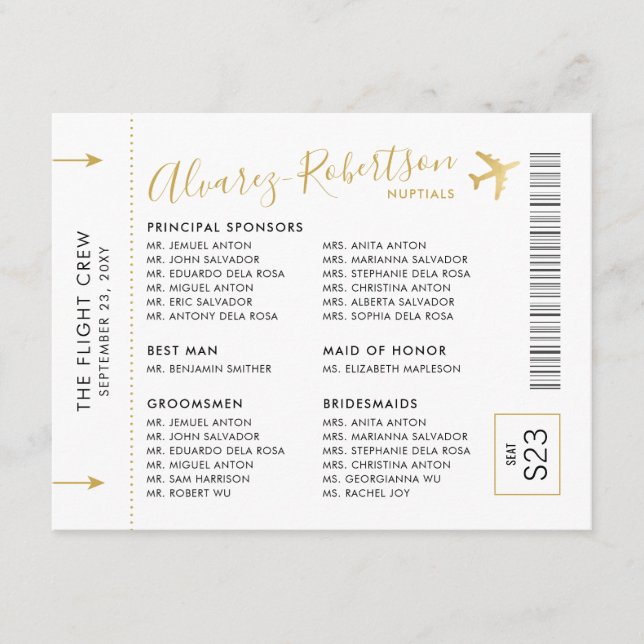 Invitation Insert Sponsors Entourage Travel Theme (Front)