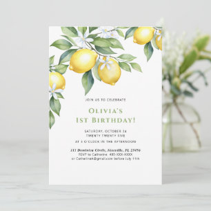 Invitation Lemon citrus 1st birthday.
