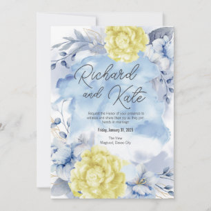 Invitation LIGHT BLUE AND DUSTY YELLOW