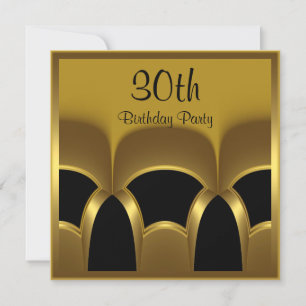 Invitation Mens 30th Birthday Party Black Gold Met