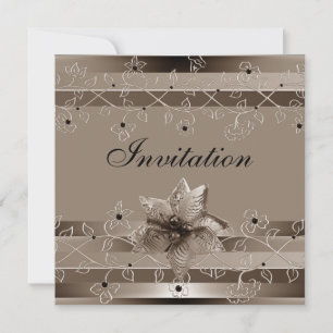 Invitation Metalic Ripple Biege Gold Deco