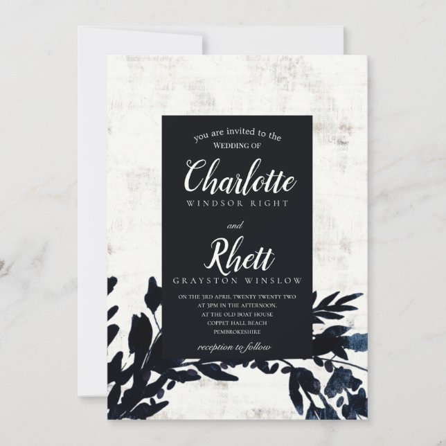 INVITATION 'Moody Florals, half page motif' (Front)