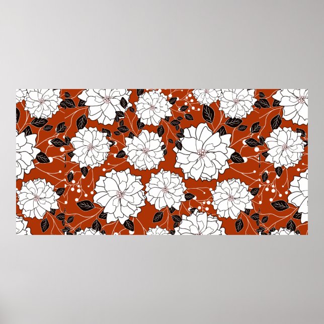 Invitation or wedding card with abstract floral ba poster (Front)