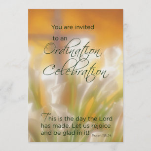 Invitation Ordination Lilies & Cross
