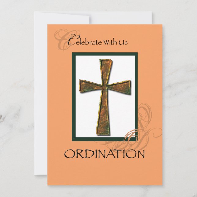 Invitation Ordination Metallic Cross (Front)