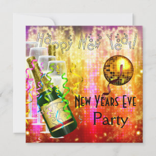 Invitation Party New Years Eve Red Orange Gold