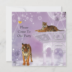 Invitation Party Tigers in Flowerworld