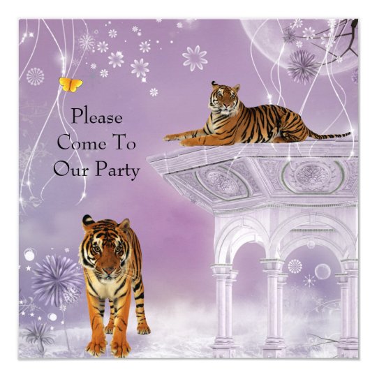 Invitation Party Tigers in Flowerworld
