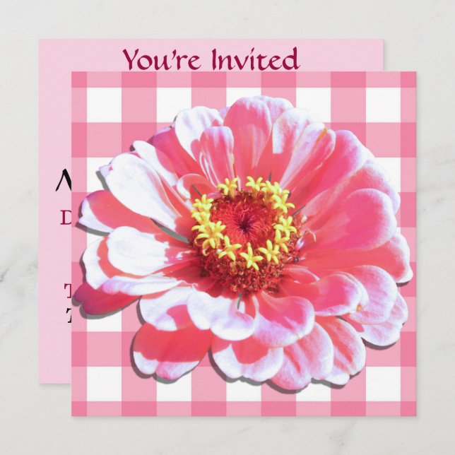 Invitation - Pink Zinnia (Front/Back)