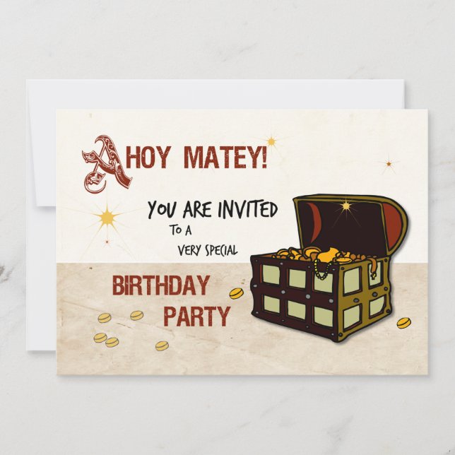 Invitation Pirate Treasure Birthday Party Boy (Front)