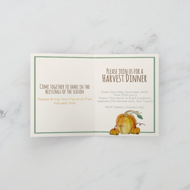 Invitation: Pumpkin Harvest Blessing  Invitation (Inside)