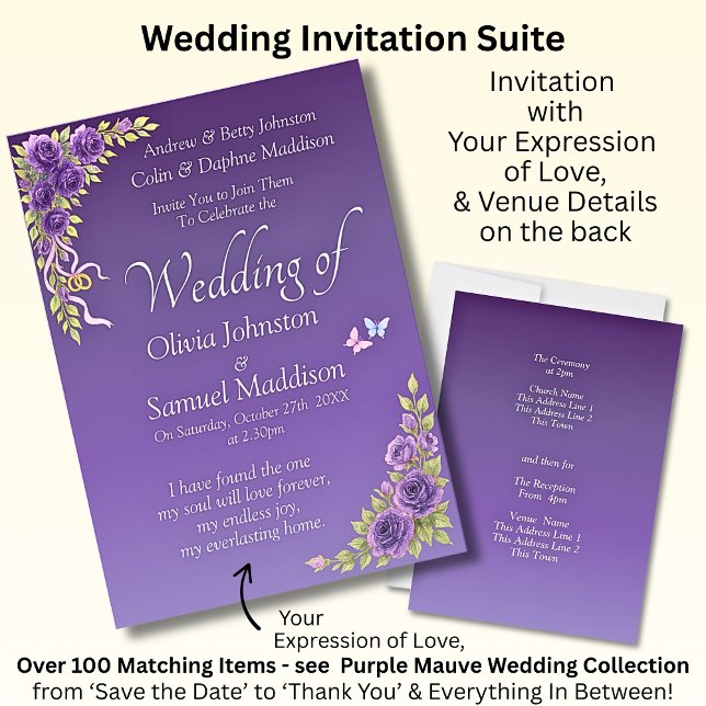 Invitation Purple Mauve Flowers Wedding Suite (Creator Uploaded)