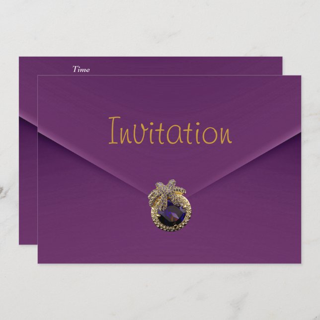 Invitation Purple Velvet Jewel (Front/Back)