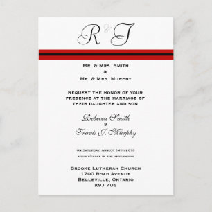 Invitation - Red & Black Line Postcard