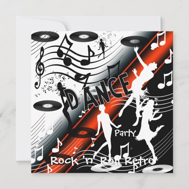 Invitation Rock 'n' Roll Retro Dance Party (Front)