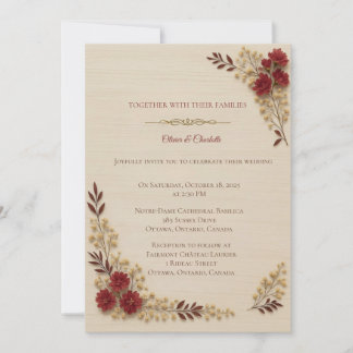 Invitation Romantic Beige Floral Wedding Invitatio