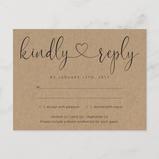 Invitation RSVP Postcard - Connecting Heart (Front)