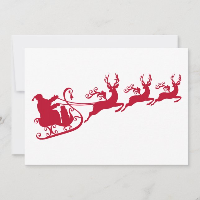 Invitation Santa with his sleigh and reinders (Front)