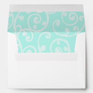 Invitation Scroll Pattern Envelope Aqua