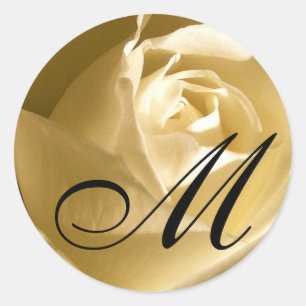 Invitation Seal_Initial, monogram, letter Rose Classic Round Sticker