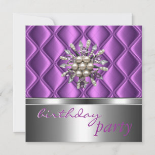 Invitation Silver Mauve Purple Crystal Jewel