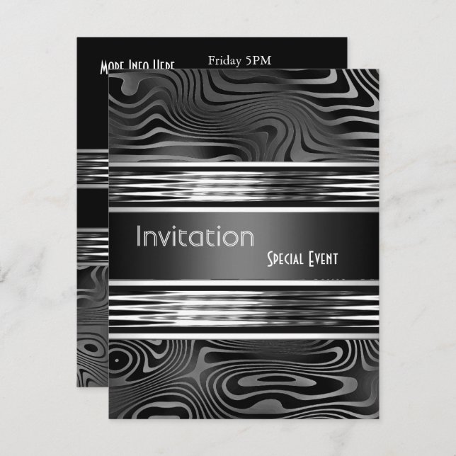 Invitation Special Event Black Silver Metal (Front/Back)
