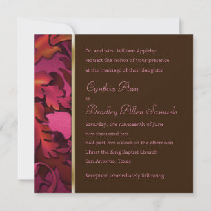 Invitation Square Fabulous Foliage Pink Red