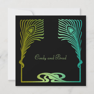 Invitation Square Peacock Set 1104