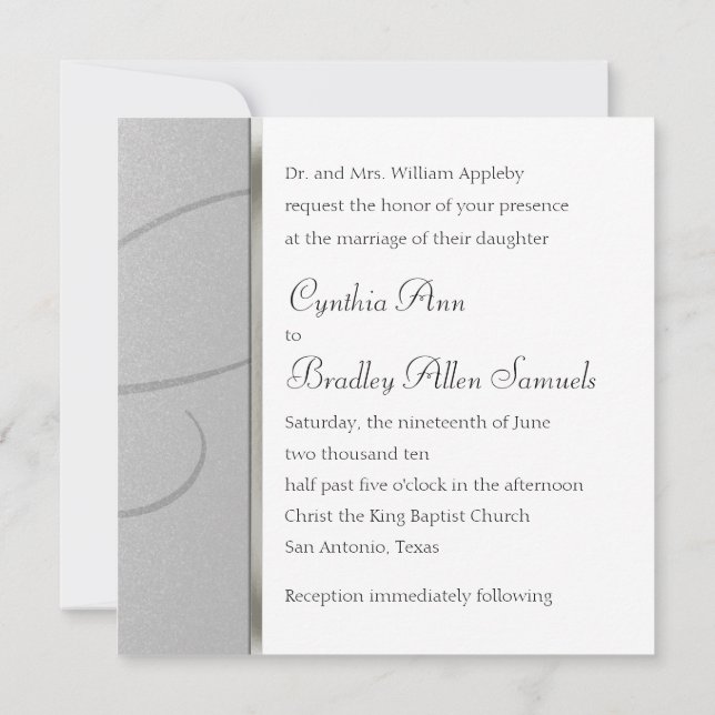 Invitation Square Silver Crystal Snowflake (Back)