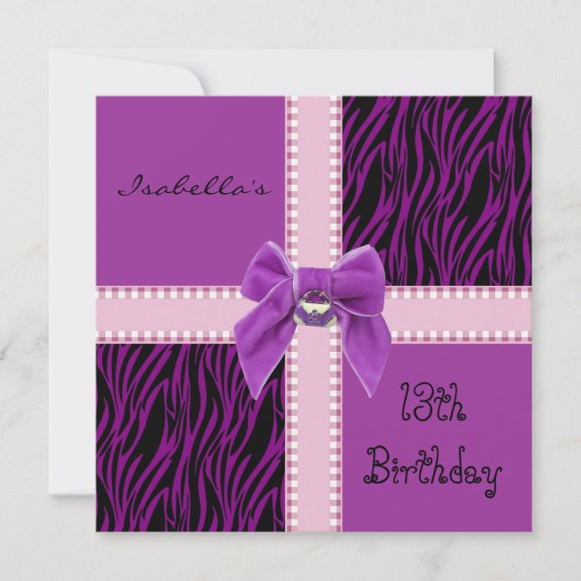 Invitation Sweet 13th Birthday Purple Pink (Front)