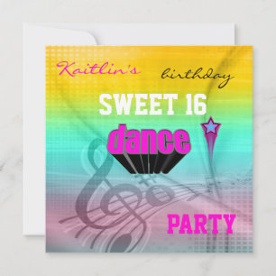 Invitation Sweet 16th Birthday Music Dance Party